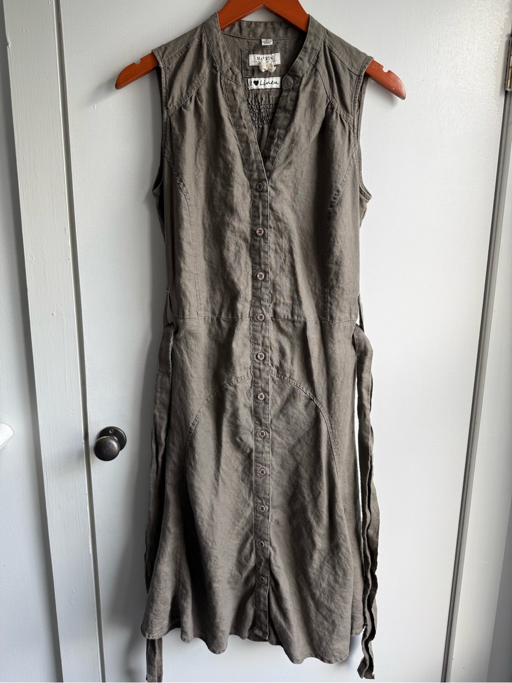 Malvin Hamburg 100% Linen Sleeveless Shirt Dress Size Small